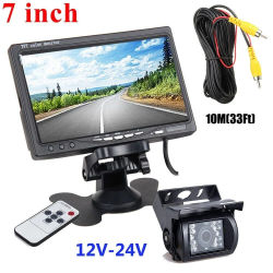 Bileeko 12-24v para RV camión autobús Van coche IR cámara de respaldo sistema de visión nocturna 7 "Monitor de visión trasera 10m cable AV