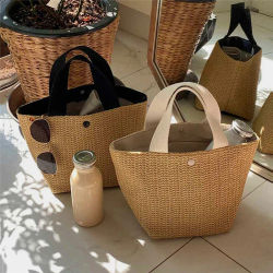 Bandolera de hombro de paja para playa para mujer, bolso de hombro tipo Bombonera de mimbre tejido bohemio de verano, bolsos cruzados hechos a mano para mujer