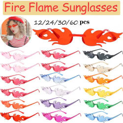 12-60 Uds. Gafas de sol a la moda con forma de fuego, gafas de sol con forma de fuego, decoración de fiesta para ducha de verano, boda, disfraz de Halloween