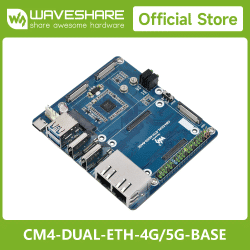 Placa Base Waveshare Dual Gigabit Ethernet 5G/4G Diseñada para Raspberry Pi Compute Module 4, CM4 y Monitor No Incluido