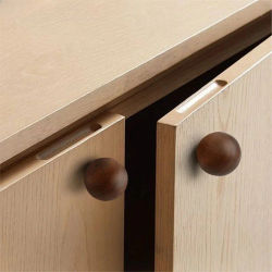 YM-perilla redonda minimalista de madera de nogal, manija de puerta de armario de cocina, decoración de haya de ceniza de nogal Natural, bola, herrajes para muebles