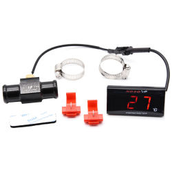 Medidor de Temperatura para Motocicleta, Termómetro de Agua para KOSO 0~120 ° Indicador LED Rojo para Monitor C con Adaptador de Sensores de 16, 18 y 22 mm