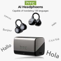 【HTC NE67】Auriculares Bluetooth V6.0 con Traductor IA, Auriculares TWS con Clip para la Oreja, Auriculares Inalámbricos Portátiles con Cadena para Colgar