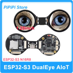 Placa ESP32-S3 DualEye AI con Pantalla LCD IPS Redonda Dual de 1.28 Pulgadas 240x240 GC9A01A CST816 N16R8, Altavoz con Doble Micrófono, Robot de Juguete con IA, WiFi, BLE