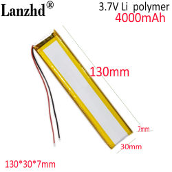 Batería de polímero de litio de 3,7 V, 7030130, 4000MAH, para tira de luz LED, teclado Bluetooth, alimentación móvil, 8030130, 9030130