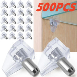 Clavijas transparentes para estante, soporte laminado de plástico, estantes para armario, soporte de placa de vidrio, herrajes para muebles, 10/500 Uds.
