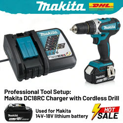 Cargador Makita 18V LXT | Cargador Rápido DC18RC DC18SD Compatible con Baterías de Iones de Litio BL1830 BL1840 BL1850 BL1860
