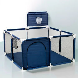 IMBABY Parque infantil cuadrado para bebés con tablero de baloncesto, actividades para bebés, barreras de seguridad corral para niños grandes, valla