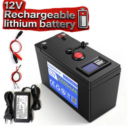 Batería recargable de litio de 12V, 30Ah, 18650, con cargador de 12,6 V, para luces de camping, batería portátil de almacenamiento de energía