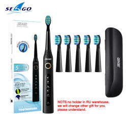Seago-cepillo de dientes eléctrico sónico SG507B para adulto, cabezales de cepillo de dientes electrónico recargables por USB, soporte de repuesto, regalo