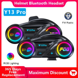Y13 Pro casco de motocicleta auriculares Bluetooth intercomunicador distancia 500M Chip V6.0 estéreo Fm Radio mezcla compartir música