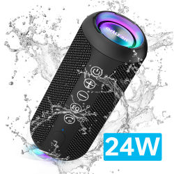 Altavoz Bluetooth Portátil Ortizan de 24 W, Sonido Estéreo, Resistente al Agua IPX7, Bluetooth 5.3 Inalámbrico, Excelente Rendimiento de Bajos, Altavoz TF