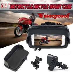 Soporte para manillar de motocicleta ATV, funda para teléfono móvil, GPS, soporte impermeable para teléfono móvil, bolsa impermeable negra
