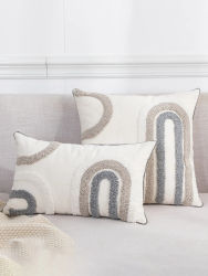 Funda de almohada con patrón en forma de U, color negro, gris y blanco, estilo bohemio, para dormitorio, sala de estar, sofá, funda de almohada para cintura, 1 ud.