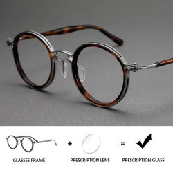 Gafas graduadas redondas italianas vintage ARLT5862, gafas ópticas progresivas ultraligeras de titanio para miopía, gafas hechas a mano