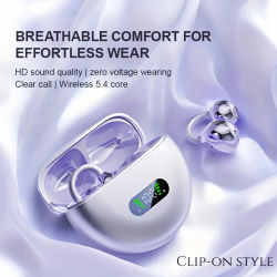 Auriculares con clip, auriculares inalámbricos Bluetooth 6,0 de oreja abierta con micrófono, reproducción 50H, llamada ENC, resistente al agua IPX5, auriculares deportivos