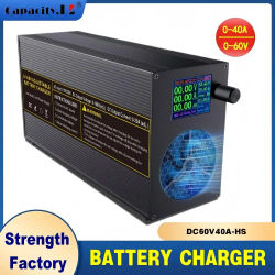 Cargador de litio Lifepo4, cargador de alta potencia 24V36V48V60V 0-50A, cargador rápido de corriente de voltaje ajustable 72V84V20V 0-25A