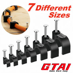 100 Uds abrazaderas de cable clavo en clips de cable, clips de pared de cable ethernet redondos negros tachuelas de cable coaxial clip de cable altavoz clips de alambre