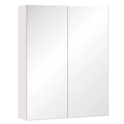 HOMCOM Armario de pared para baño con espejo, 60x75 cm, mueble de baño, armario para inodoro con estante ajustable, Blanco