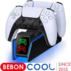 BEBONCOOL para cargador de controlador PS5, estación de carga rápida RGB para controladores de juegos inalámbricos PlayStation5, soporte de carga para Gamepad