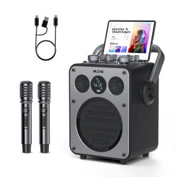 Máquina de Karaoke Profesional MLOVE D5 para Adultos con Bluetooth y 2 Micrófonos Inalámbricos, Altavoz Portátil con Sistema PA, Grabación