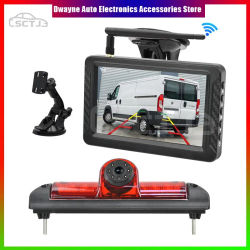 Kit de Cámara de Reversa Inalámbrica con Luz de Freno y Monitor para Fiat Ducato, Citroën Jumper, Peugeot Boxer, con Monitor HD de 5 Pulgadas