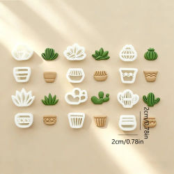 Juego de 12 Cortadores de Arcilla Polimérica con Forma de Plantas Tropicales, Cactus y Suculentas, para Hacer Aretes, Joyería, Regalos Hechos a Mano para Amantes de la Manualidades