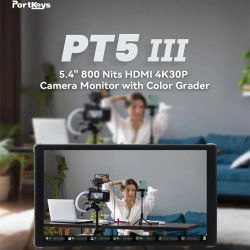 PortKeys PT5 III 5,4 "800 Nits HDMI 4K30P Monitor de cámara con nivelador de color, monitor de campo de cámara con pantalla táctil para cámaras DSLR