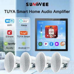 Amplificador de Audio Inteligente TUYA para Empotrar en Pared, WiFi, Bluetooth, Panel de Control de Música con Pantalla Táctil, Sistema Android 11, Altavoz de Techo