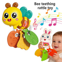 Mordedores y sonajeros musicales educativos para bebés, para niños y niñas, para masticar y jugar, con diseños coloridos de dibujos animados