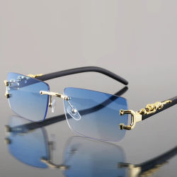 1 unidad de gafas de sol de moda para hombres y mujeres, gafas de sol rectangulares personalizadas sin marco para la vida diaria, gafas de sol Vintage