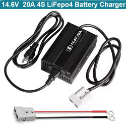 Cargador de batería LiFePO4 de 14,6 V, 20A, 12V, 20A, salida Anderson utilizada para batería LiFePO4 de 4S, 12V, 12,8 V, cargador inteligente rápido