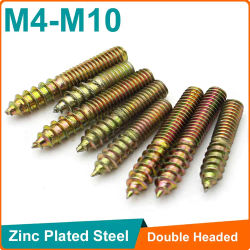 20-2 uds M4 M5 M6 M8 M10 tornillos autorroscantes chapados en Zinc conectores de muebles de punta afilada de doble punta tornillos extendidos para carpintería