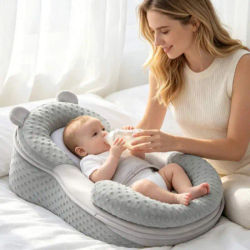 Almohada inclinada anti-regurgitaciones para bebés de 0 a 6 meses, almohada inclinada para que el bebé se acueste a dormir mientras se alimenta, cama para recién nacidos con cama interior.