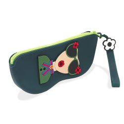Estuche de silicona suave para gafas y gafas de sol con cierre de cremallera y correa para la muñeca