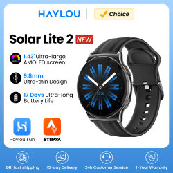 HAYLOU Solar Lite 2 Smartwatch Pantalla AMOLED de 1,43 pulgadas Monitoreo de salud 24 horas Más de 150 modos deportivos Llamadas de voz Reloj inteligente 1ATM