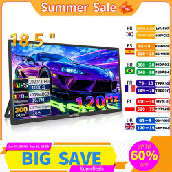 Monitor Portátil HGFRTEE de 18.5 Pulgadas, 120Hz, Resolución para Juegos, Tamaño de Viaje, con Conexión USB-C para Laptop, PC y Consolas de Juegos