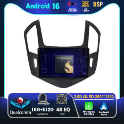 Radio para Auto Android 16 Qualcomm para Chevrolet Cruze J300 J308 2012-2015, Reproductor Multimedia, GPS, Navegación, Bluetooth, Estéreo, CarPlay