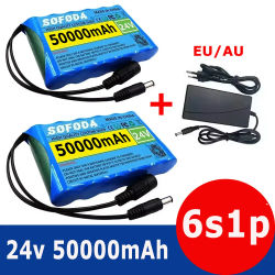 Nueva batería portátil Super 24V 50000mAh batería recargable de iones de litio capacidad DC 24v 50Ah CCTV Cam Monitor + cargador