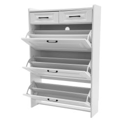 Mueble Zapatero Ultrafino de Gran Capacidad con 2 Niveles y 2 Cajones, Organizador de Zapatos Independiente para Apartamento, Oficina o Dormitorio
