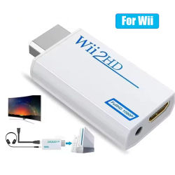 Adaptador Compatible con HDMI Full HD para convertidor de consola Wii con Cable de Audio y vídeo con conector de 3,5mm 720P para pantalla de Monitor HDTV de PC