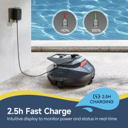 Limpiador Robótico de Piscinas Inalámbrico Ultenic P1O de 5200 mAh, Aspiradora Automática de Doble Motor para Piscinas Enterradas y Elevadas de Hasta 850 m² Ft, 90 minutos de duración