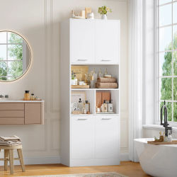 Getone armario baño 180cm muebles de baño mueble baño Estrecho 4 Puertas particiones ajustables blanco/negro/roble 60x40x180.5cm