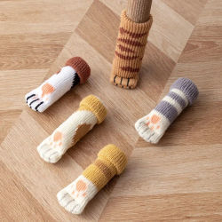 Juego de 24 Fundas Elásticas Tejidas con Diseño de Pata de Gato para Patas de Mesa y Silla, Protector de Piso para Muebles, Almohadillas Redondas para Reducir el Ruido al Mover