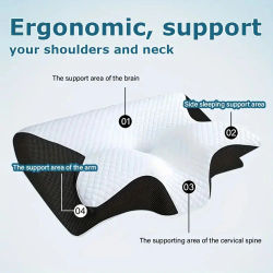 Almohada con memoria para dormir, almohadas para el cuello de espuma viscoelástica de mariposa, para dormir contorneado, alivio del dolor en el cuello, soporte para el estómago, almohada cómoda