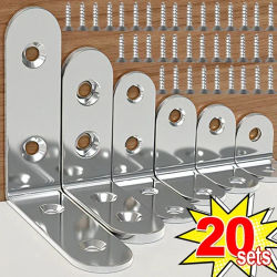 Soportes de esquina en forma de L, sujetador de soporte de acero inoxidable, conectores de ángulo recto de 90 grados para muebles de madera, gabinete de estructura de cama