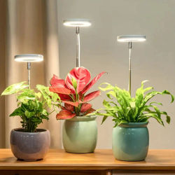 Luz LED de cultivo, lámpara de espectro completo para plantas, lámpara de cultivo regulable ajustable, lámpara LED hidropónica con temporizador para luz de plantas de interior
