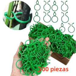 Clips de flejado de vid de jardín de plástico, 300/50 Uds., lazo reutilizable para plantas, anillo de hebilla incluido, gancho para tomate de jardín, herramientas fijas para plantas