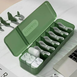 Caja Organizadora de Cables con Tapa | Organizador de Cables de Carga y Almacenamiento de Cargadores, Organizador de Escritorio