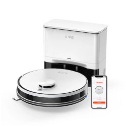 Aspiradora Robótica ILIFE A30 Pro con Estación de Autovaciado Automático, Succión Potente de 5000 Pa, Navegación LDS, 180 Minutos de Autonomía, Función 2 en 1 de Fregado y Barrido, Control por